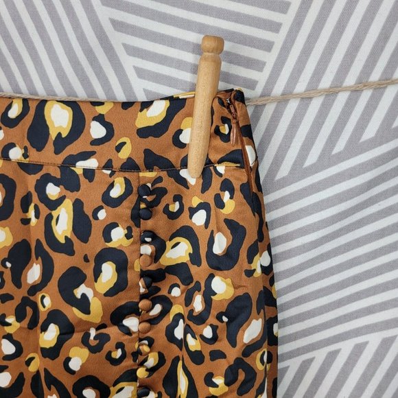 NEW Express Midi Skirt size XXS Cheetah Leopard Print Satin Slit Long Sexy - Picture 4 of 10